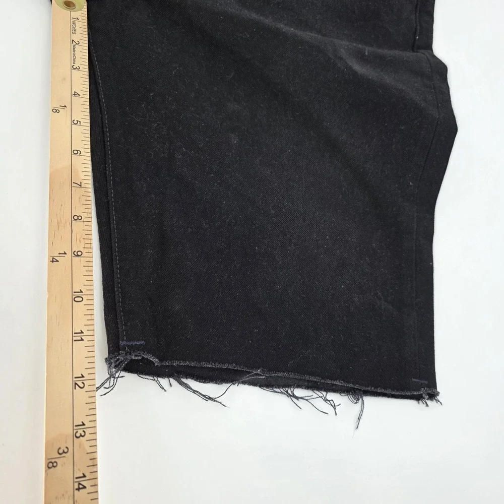 Levi's 501 Black Shorts Mens 42 / Inseam 12 Denim Unhemmed Bermuda Button Fly